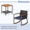 Costway 3 PCS Patio Rattan Rocking Chair Bistro Set Armrest Cushion Table with Storage Shelf Navy/Grey/Off White